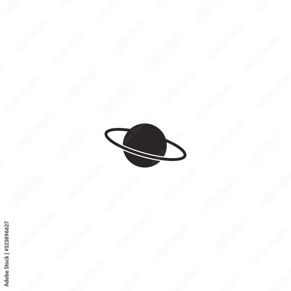 planet Saturn or Jupiter. Black icon isolated on white. planet Saturn or Jupiter. Black icon isolated on white.