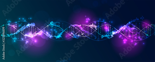Science template, wallpaper or banner with a DNA virus molecules.  Vector illustration.