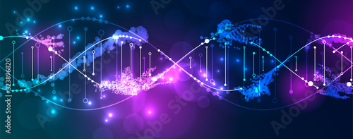 Science template, wallpaper or banner with a DNA virus molecules.  Vector illustration.