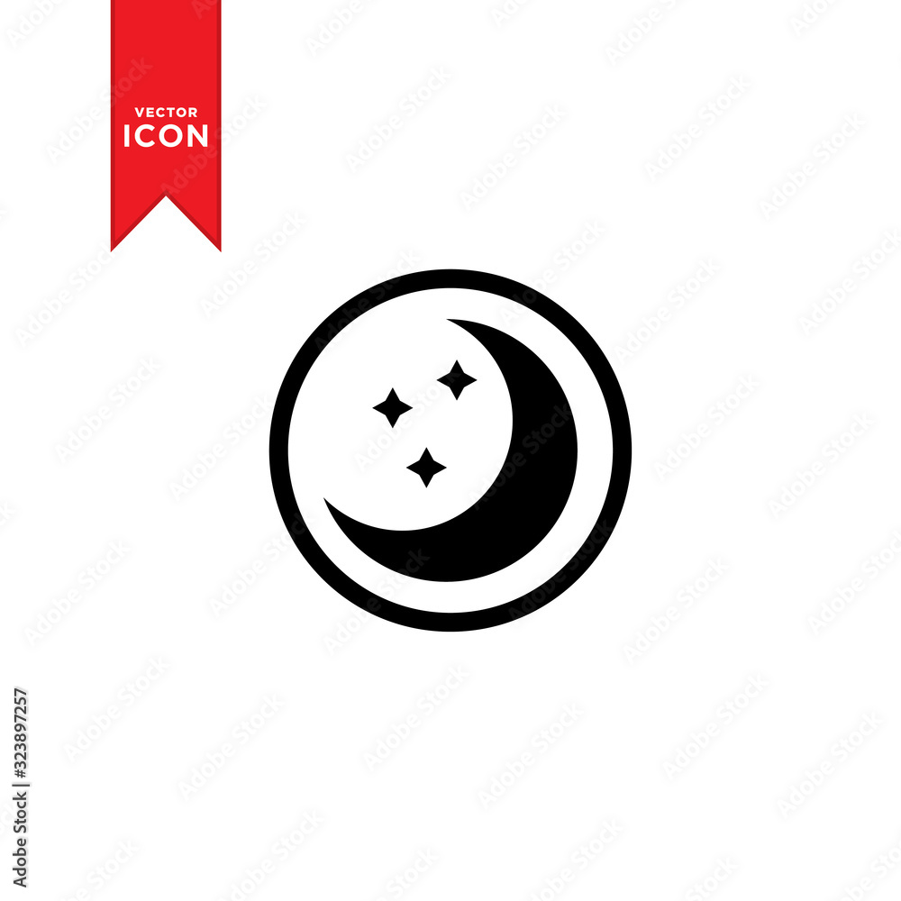 Moon icon vector. Moon an star icon. Logo illustration on white background. Flat design style. Moon icon vector. Moon an star icon. Logo illustration on white background. Flat design style.