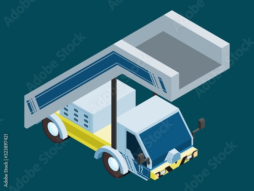 car aircraft loading ladder vehicle. working