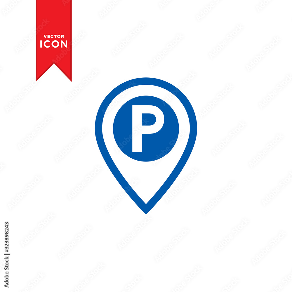 Parking sign icon vector. Parking traffic icon. Simple design on white background. Parking sign icon vector. Parking traffic icon. Simple design on white background.