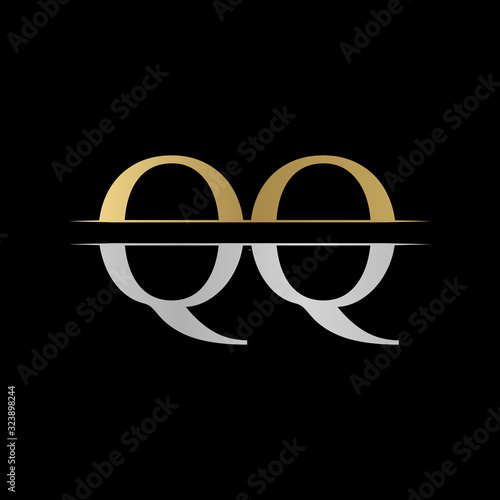 Initial Monogram Letter QQ Logo Design Vector Template. Silver and Gold QQ Letter Logo Design