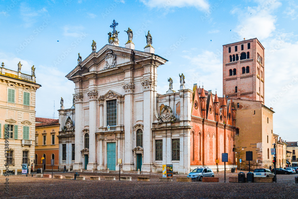 The cathedral of San Pietro apostolo, the main place of worship in the city of Mantua in Sordello square