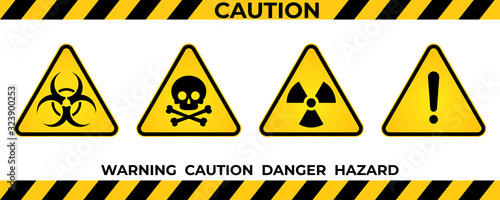 Photo Set of hazard warning signs