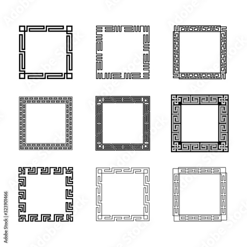 Classic Oriental Chinese Ornament Frame Vintage Border Art Decorative..#decorative #element #vector #ornament #Chinese #Oriental #Asian #Pattern