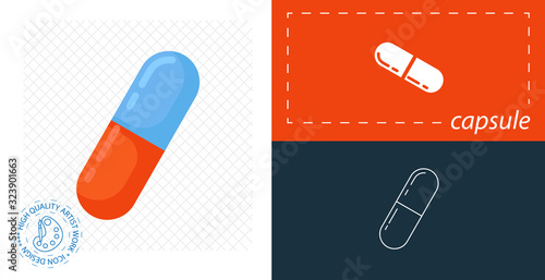 capsule flat icon. vector illustration.