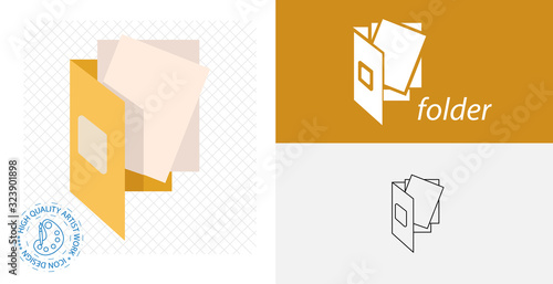 folder with files flat icon. vector illustration.