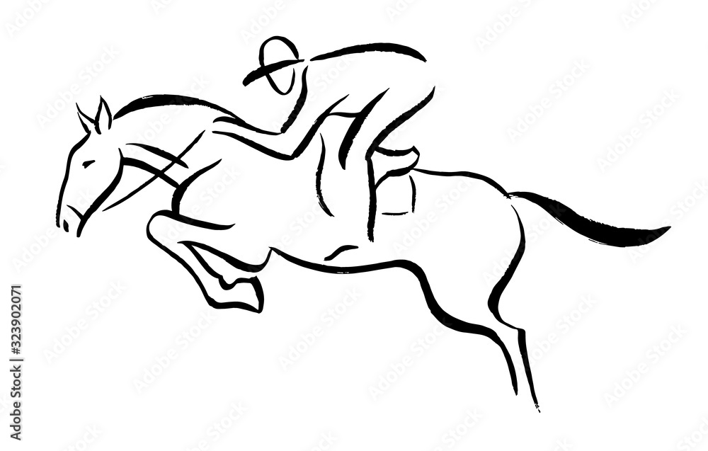 Equestrian sport emblem - black vector design on white background. Equestrian sport emblem - black vector design on white background.
