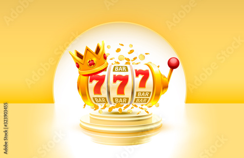 King slots 777 banner casino on the yellow background.