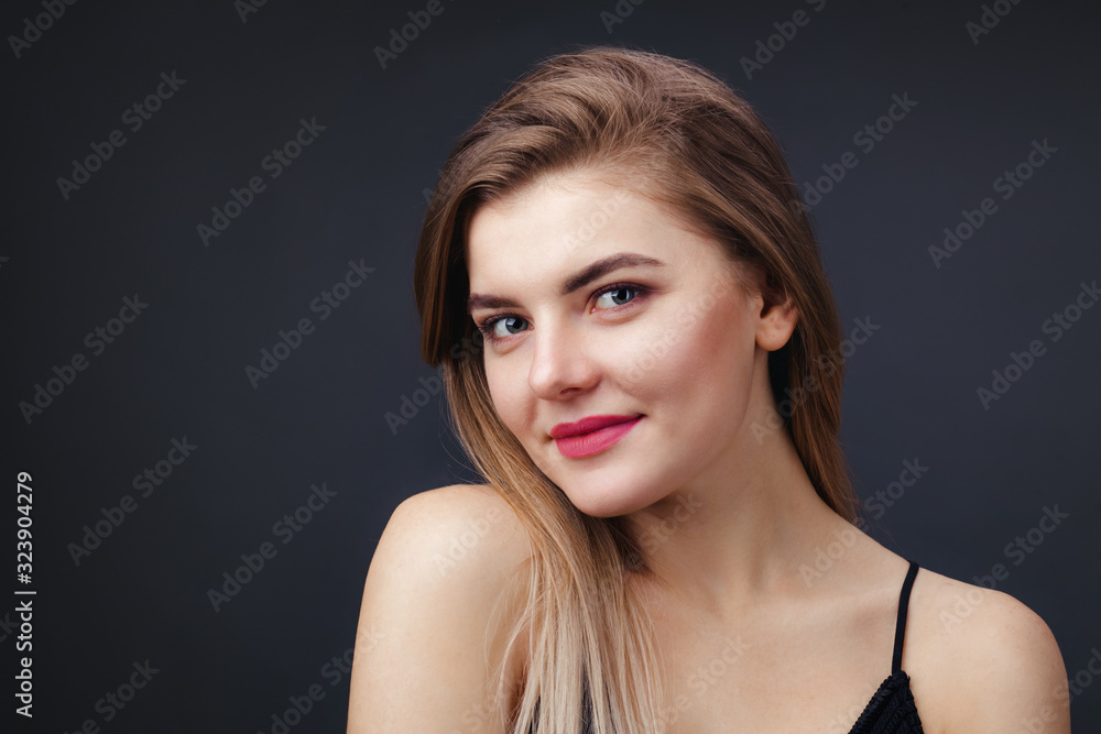 Portrait of beautiful lady with natural makeup and smooth healthy skin Portrait of beautiful lady with natural makeup and smooth healthy skin