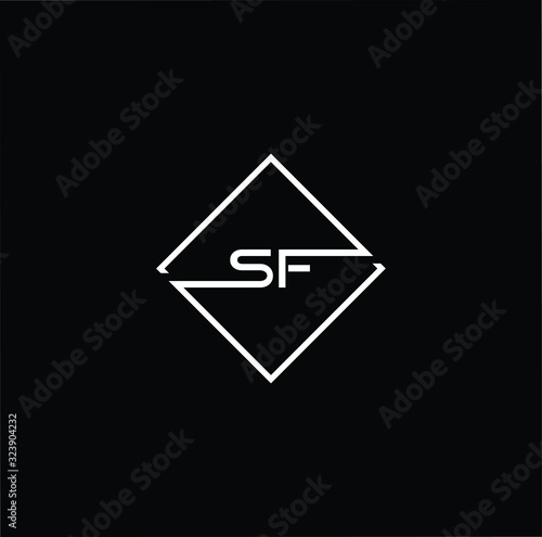 Outstanding professional elegant trendy awesome artistic black and white color SF FS initial based Alphabet icon logo.