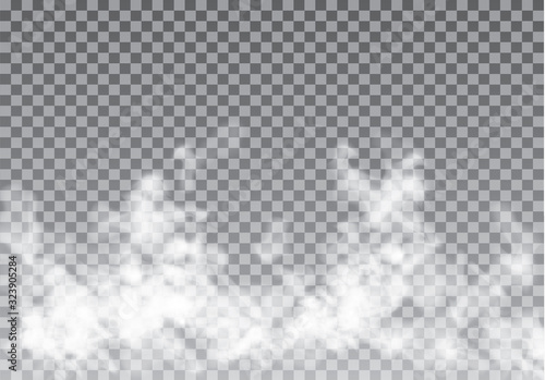 White fog or smoke on dark copy space background. Vector illustration
