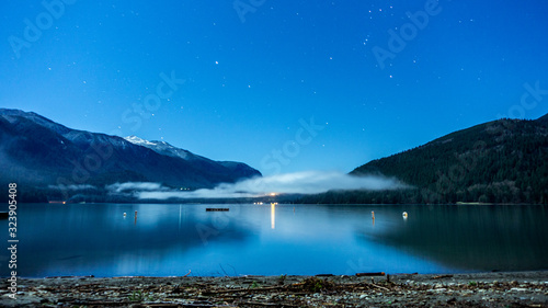 Lake at night under Super Moon