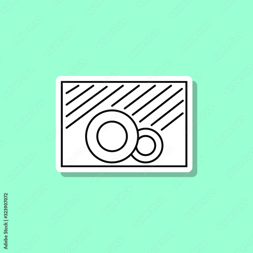 Dishwashing sticker style icon. Simple thin line, outline, glyph, flat vector of wash icons for ui and ux, website or mobile application Dishwashing sticker style icon. Simple thin line, outline, glyph, flat vector of wash icons for ui and ux, website or mobile application