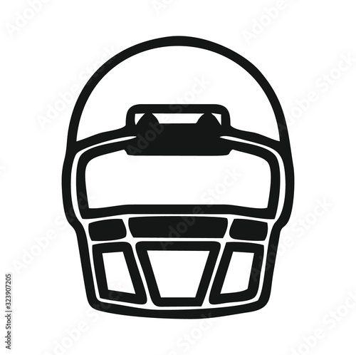 football helmet front view  in black and white isolated vector for logo, signs, apps or website