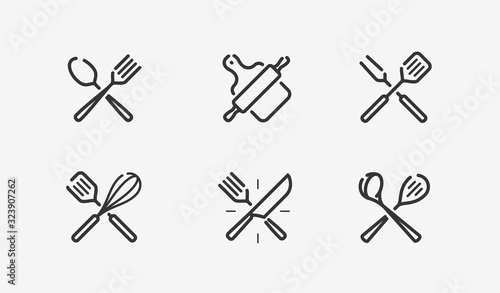 Cooking icon set. Culinary, restaurant, menu, symbol. Vector