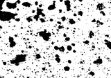 Ink splashes grunge texture. Large ink spots as uneven overlay. Black paint splashes for design. Vector texture EPS 10