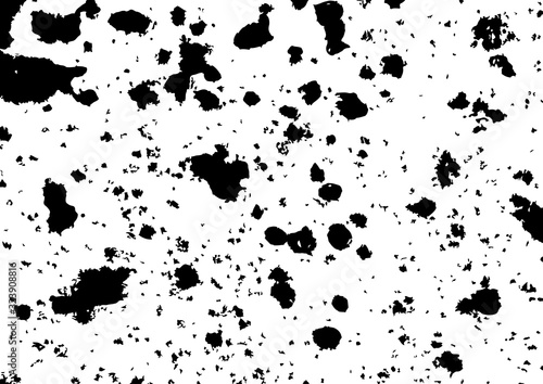 Ink splashes grunge texture. Large ink spots as uneven overlay. Black paint splashes for design. Vector texture EPS 10