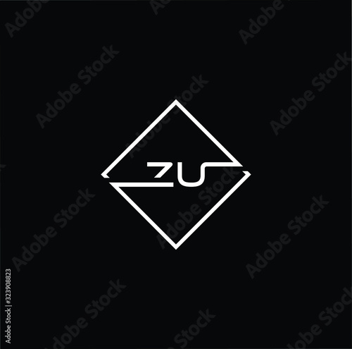 Free Download Outstanding professional elegant trendy awesome artistic black and white color ZU UZ initial based Alphabet icon logo. - GFXLoad