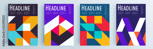 Modern abstract covers set, minimal covers design. Colorful geometric background, vector illustration.