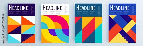 Modern abstract covers set, minimal covers design. Colorful geometric background, vector illustration.