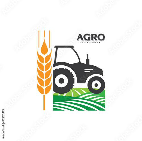 Agro company icon element design. Sign or Symbol, logo design for idustrial company or agriculture company. Farm, farming. Vector illustration