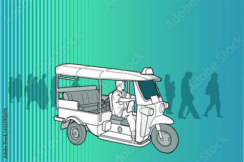 Taxi tailandes sobre fondo abstracto