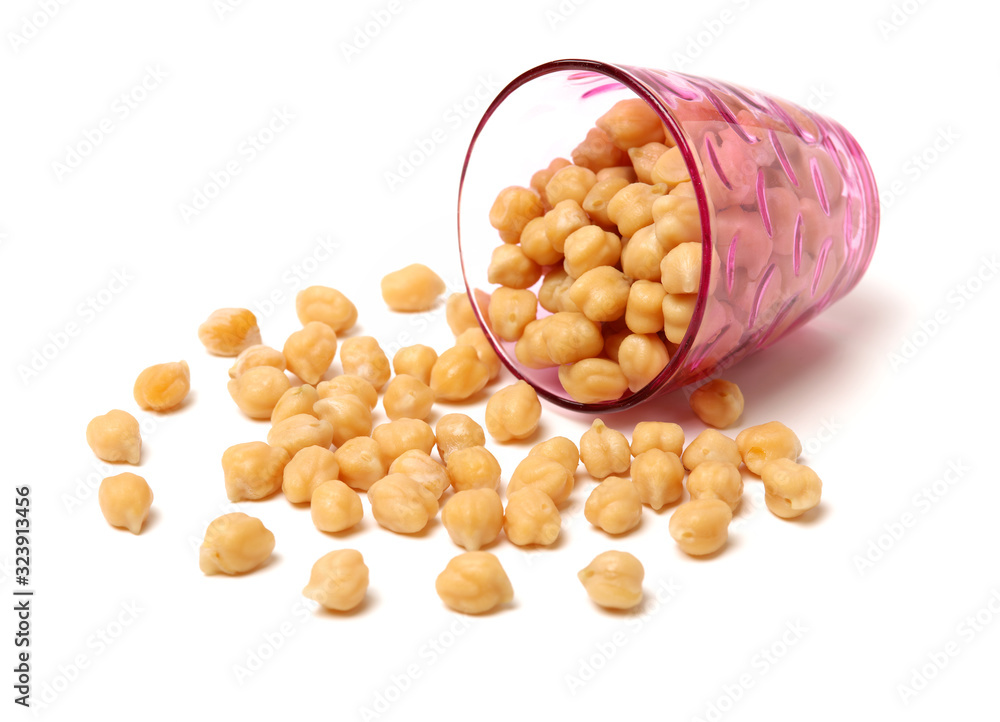 boiled chickpeas on a white background boiled chickpeas on a white background