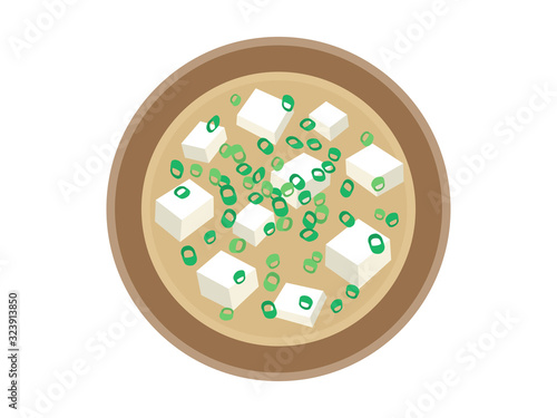 豆腐の味噌汁のイラスト