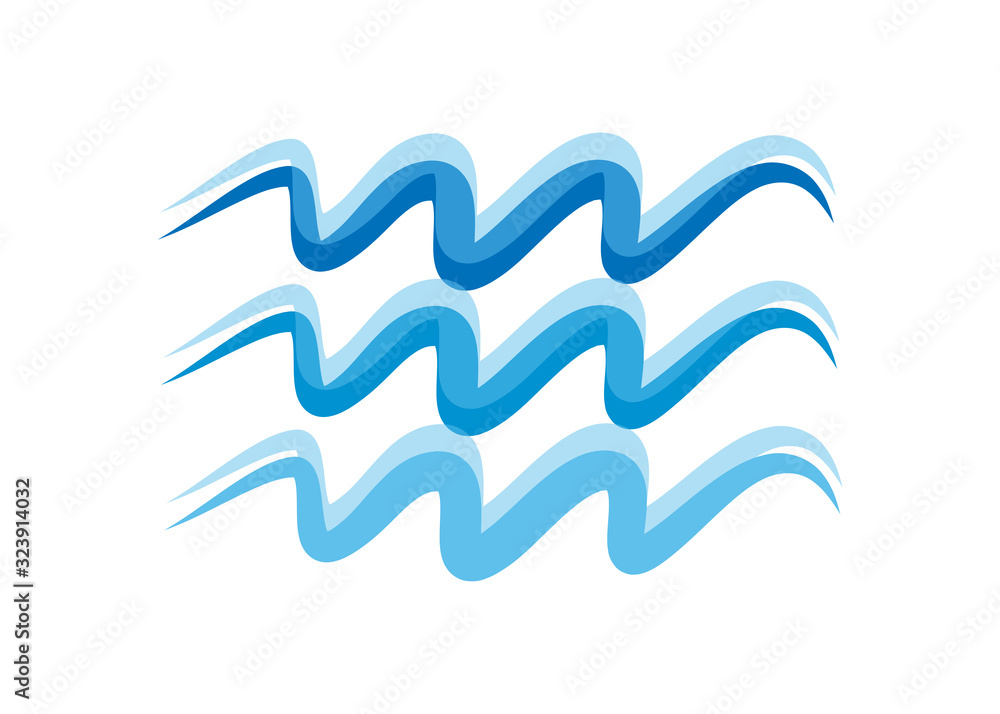 Water Wave Icon. Surf Logo. Vector Isolated On White Background. Hand Drawn Water Wave Icon. For Water Logo, Sign, Symbol, Surfing Icon, Sea And Ocean Logo. Abstract Ocean Waves Vector