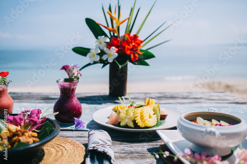 Wallpaper Mural Exotic drinks and dishes of fresh fruits and berries Torontodigital.ca