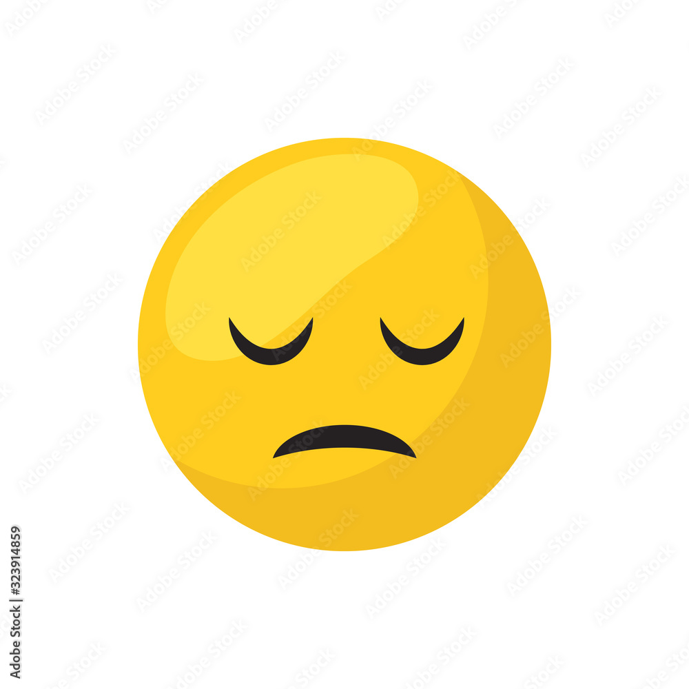Sleepy emoji face flat style icon vector design Sleepy emoji face flat style icon vector design