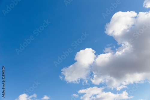 Fototapeta Naklejka Na Ścianę i Meble -  Scenic sky. Beautiful white soft fluffy clouds on a blue sky background