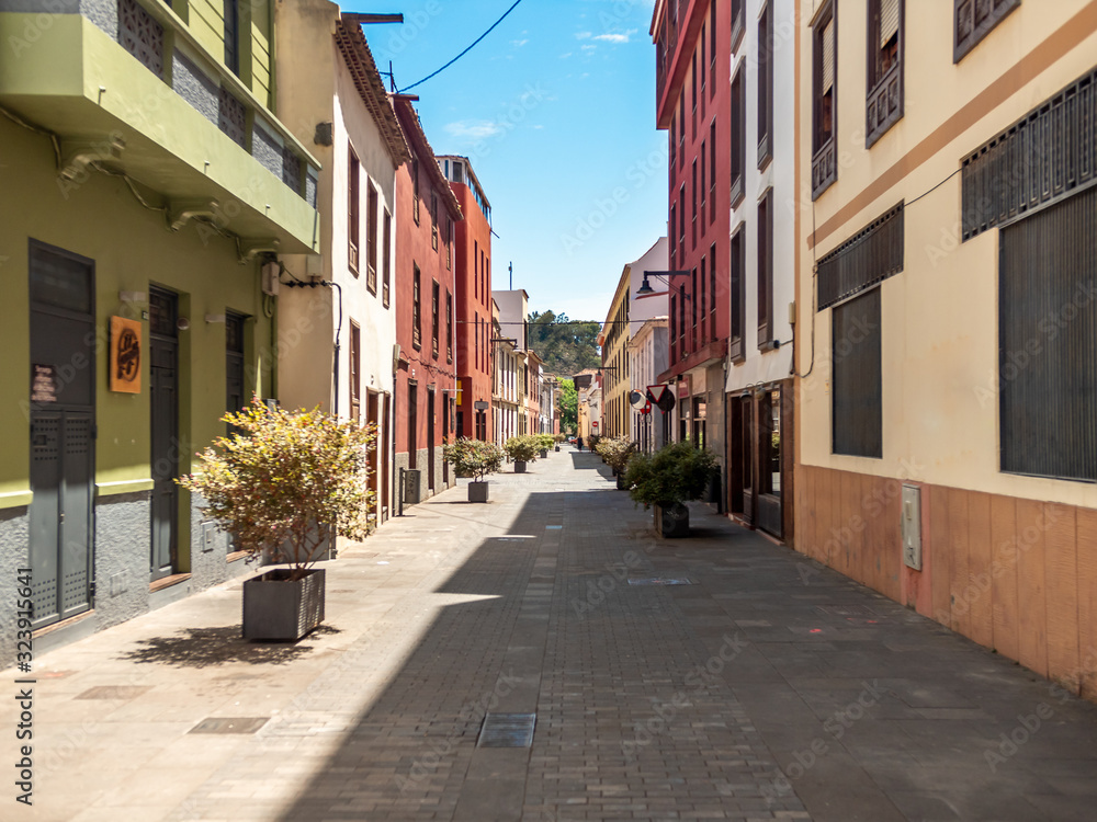 Old spanish town San Cristobal de La Laguna with narrow street and colorful buildings