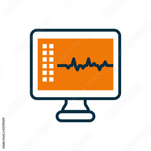 Isolated pulse inside computer half line half color style icon vector design