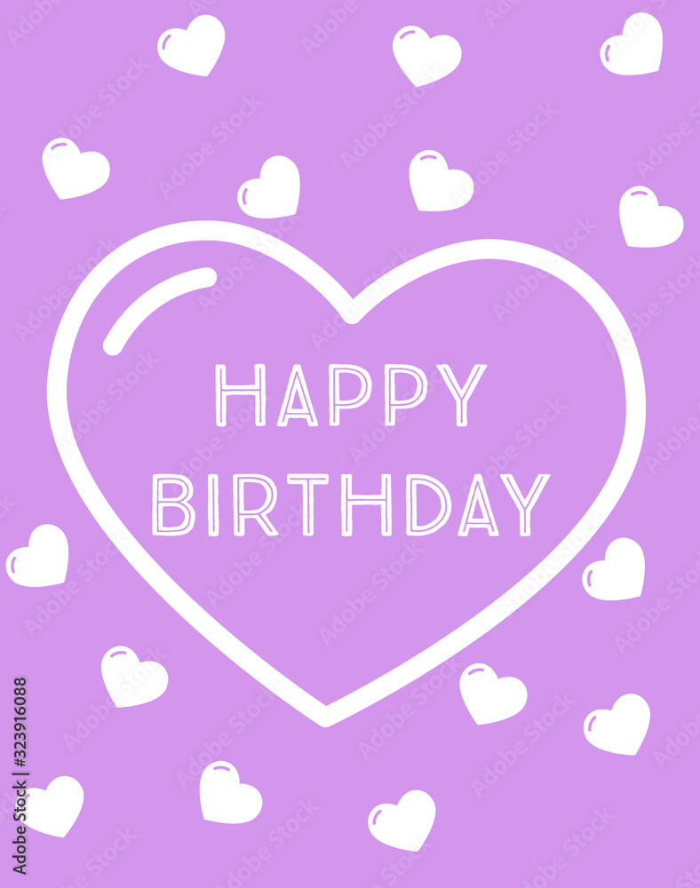 happy birthday background with colourful hearts, graphic design illustration wallpaper