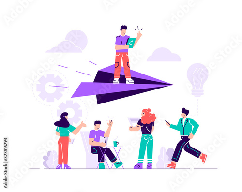 Vector illustration, concept of reaching the goal