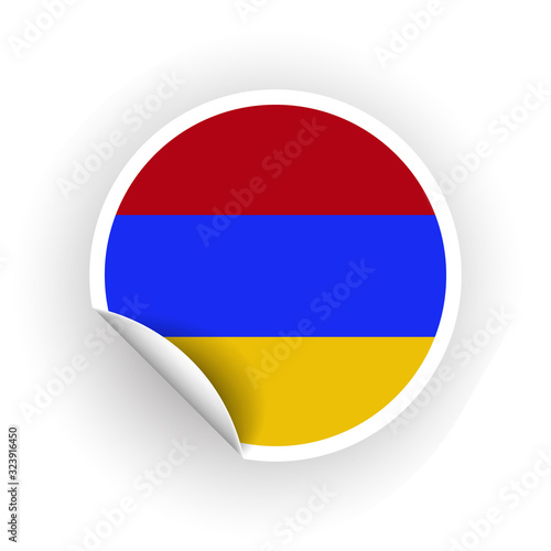 Free Download Sticker of Armenia flag with peel off corner isolated on white background. Paper banner or circle curl label sticker with flip edge. Vector color post note for advertising design - GFXLoad