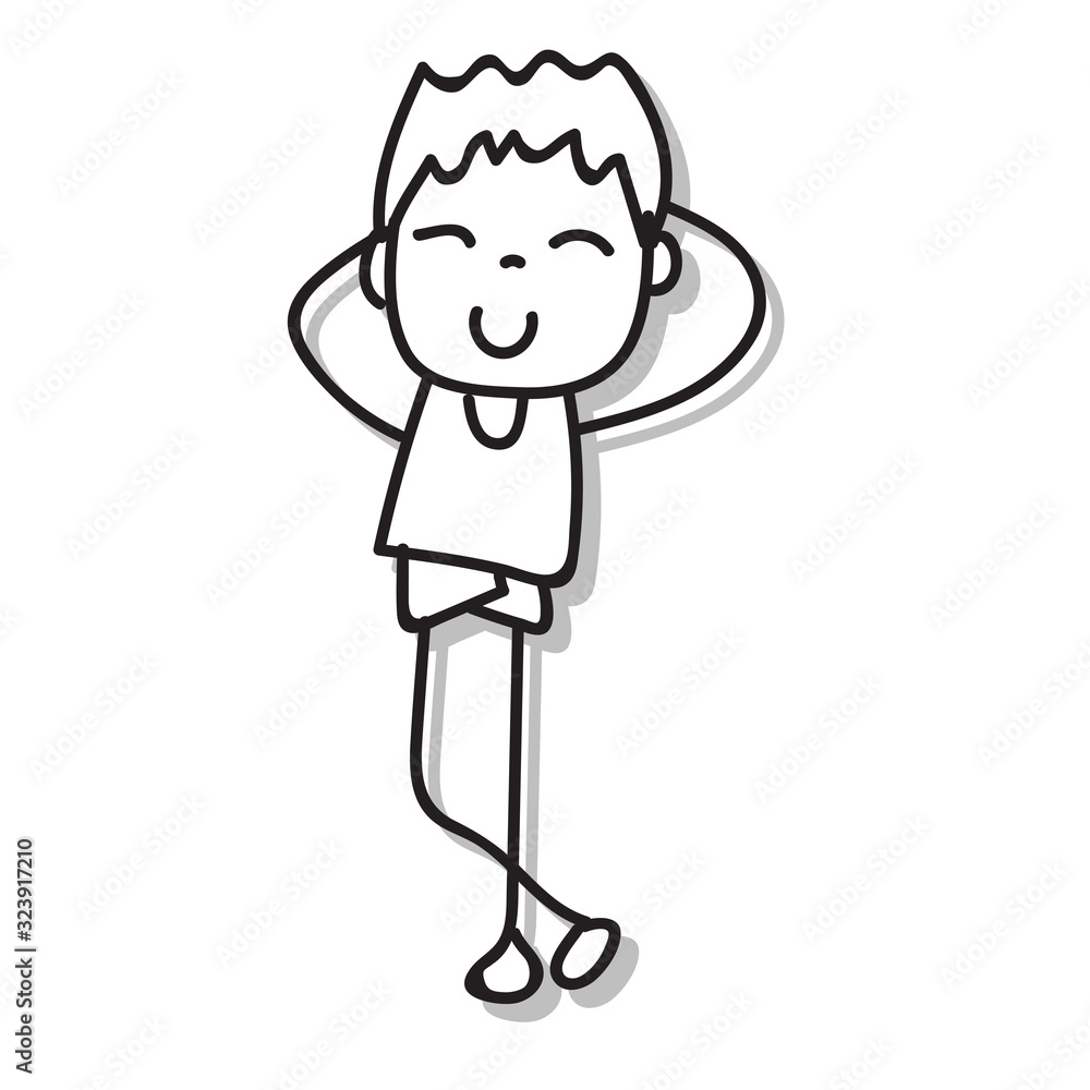 Hand drawing doodle cartoon character happy boy happiness abstract people vector illustration for kid Hand drawing doodle cartoon character happy boy happiness abstract people vector illustration for kid