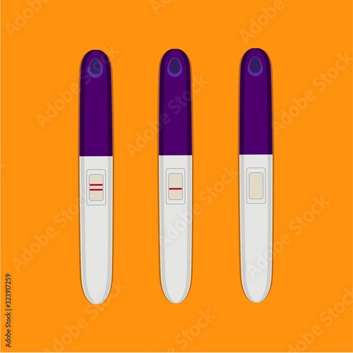 Vector illustration of pregnancy or ovulation tests. Positive negative and new test.
