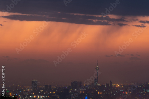 A Veiw Of Tehran from eastern heights of the City Minutes after Sunset.