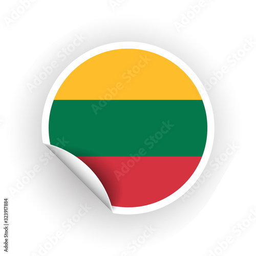 Sticker of Lithuania flag with peel off corner isolated on white background. Paper banner or circle curl label sticker with flip edge. Vector color post note for advertising design Free Download Sticker of Lithuania flag with peel off corner isolated on white background. Paper banner or circle curl label sticker with flip edge. Vector color post note for advertising design - GFXLoad