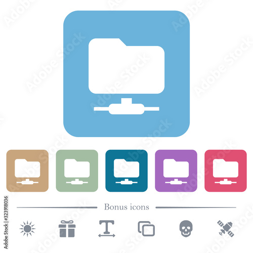 FTP flat icons on color rounded square backgrounds