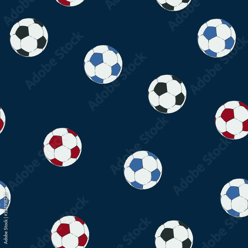 Fototapeta Naklejka Na Ścianę i Meble -  Colorful background of soccer balls. Seamless football pattern.