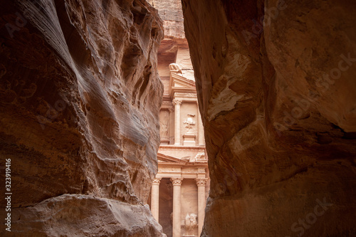 Following the Siq to the Treasury in Petra Jordan