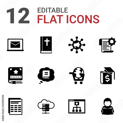 12 book filled icons set isolated on white background