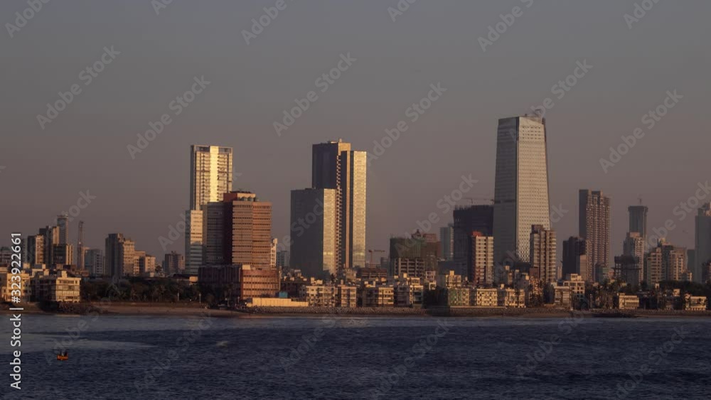 Timelapse of large modern seafacing office building Mumbai Timelapse of large modern seafacing office building Mumbai