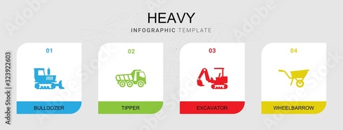 4 heavy filled icons set isolated on infographic template
