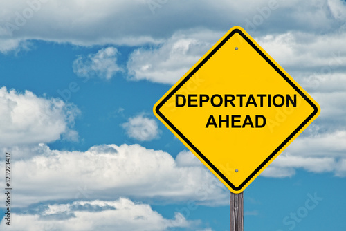Naklejka Deportation Ahead Warning Sign